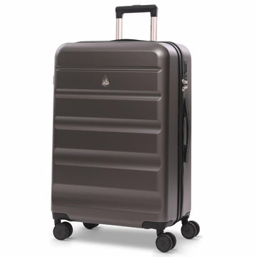 Aerolite 24” Medium 67L ABS Check-In Suitcase – Lightweight Hard Shell Luggage with 4 dual Spinner Wheels, TSA Lock & Organised Interior – Charcoal
